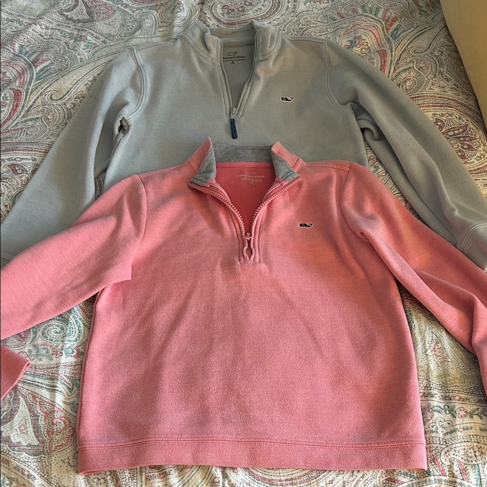 Vineyard Vines Pink and Gray Pullovers